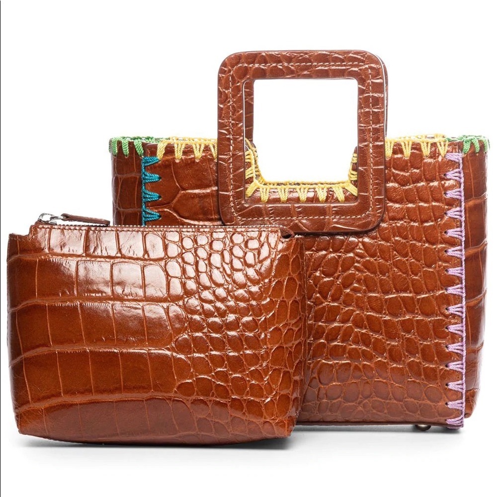 Staud Shirley Croc Crochet Edge Bag. Comes with matching pouch!